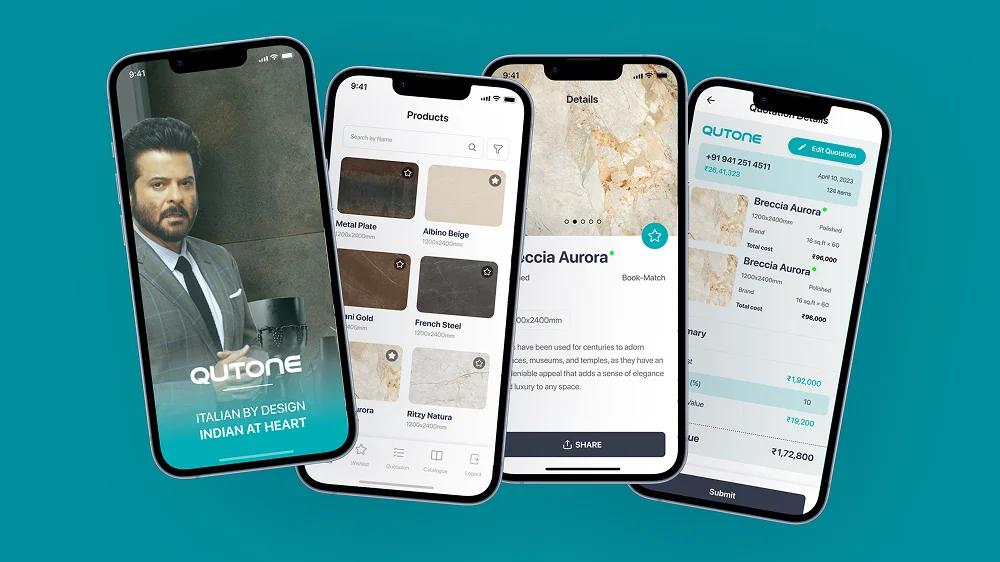 Qutone Projects app iOS and Android app shown on iPhone: ATOA case study
